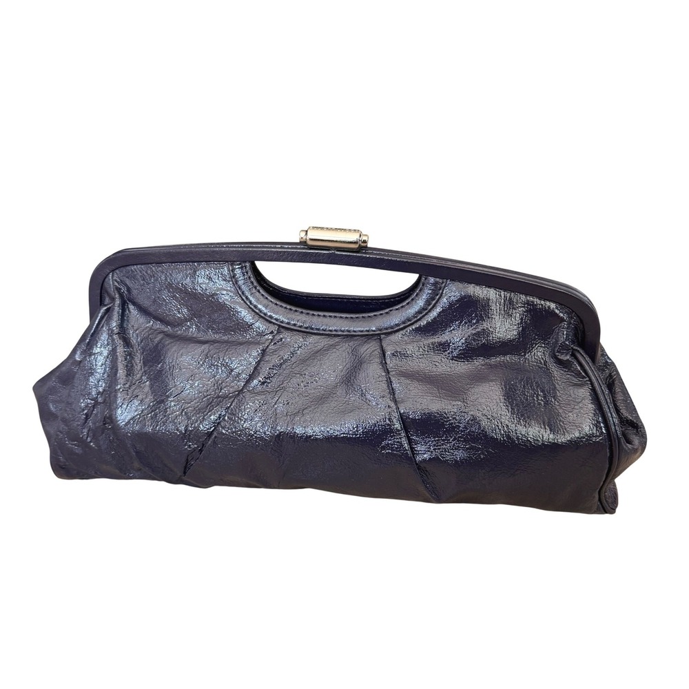 Elliott Lucca Black Patent Leather Frame Clutch